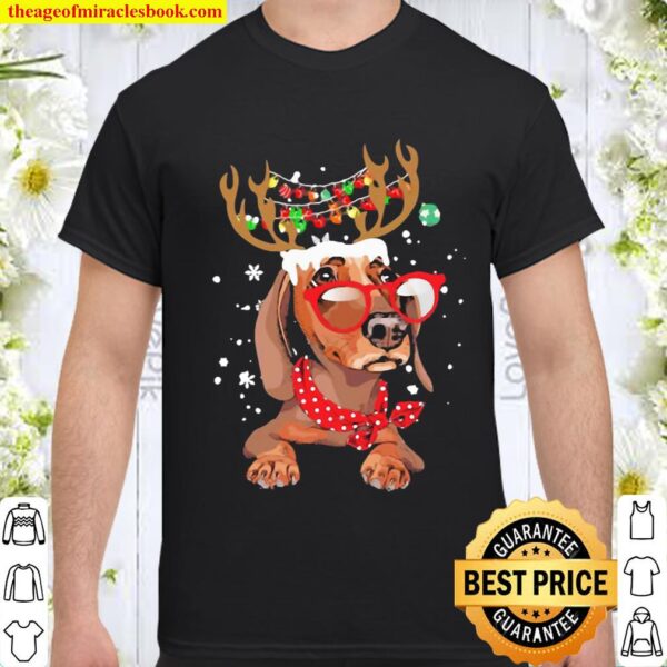 Dachshund Reindeer lights Christmas Shirt