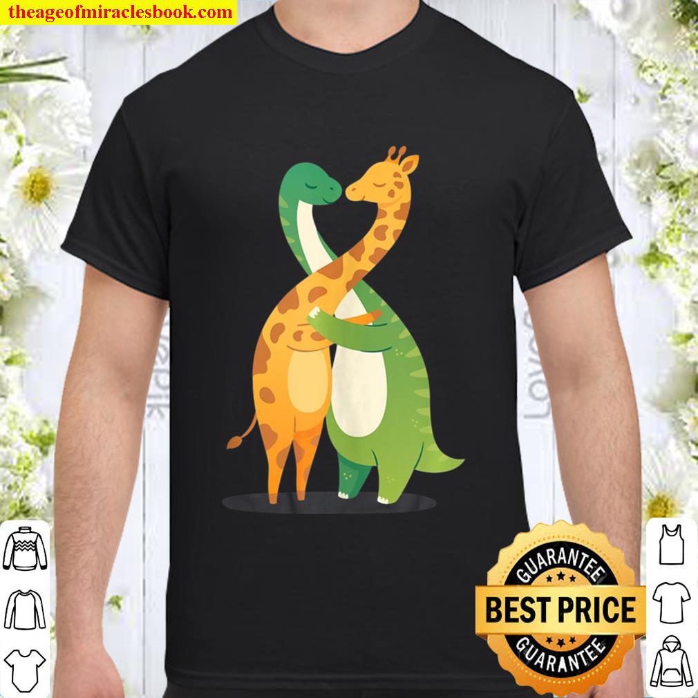 Dinosaur Giraffe Hug Love Couple Valentine’s Day Shirt