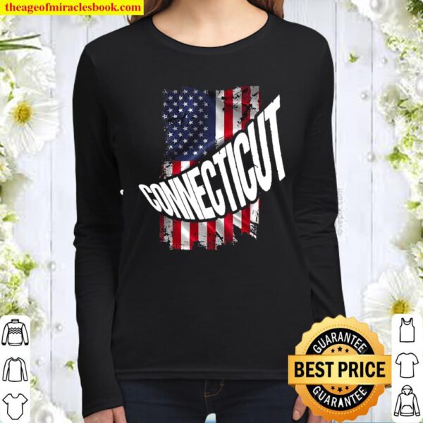 Distressed American Flag Connecticut Women Long Sleeved