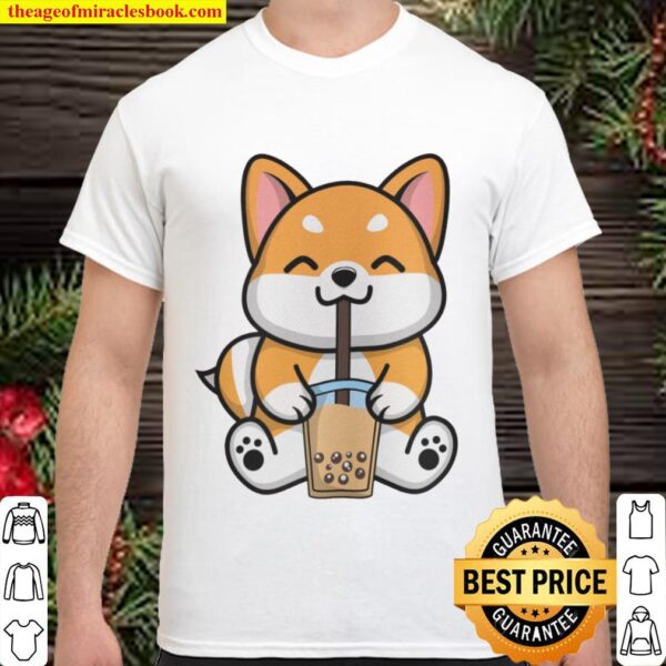 Dog Drinking Boba Tea Sweatshirt Shiba Inu Akama Cute Kawaii Gift for Shirt