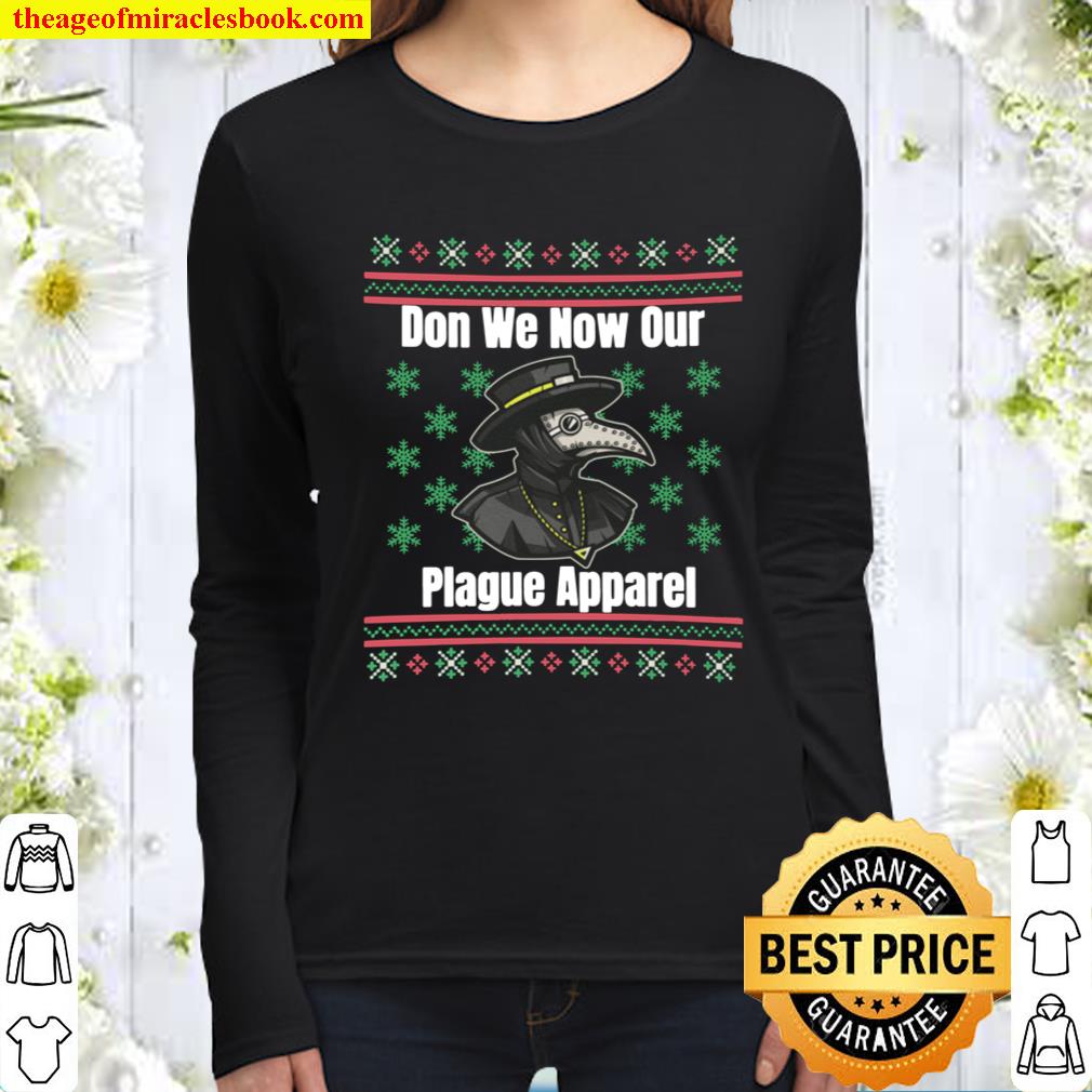 Don We Now Our Plague Apparel Funny Plague Ugly Christmas Sweater Styl Women Long Sleeved