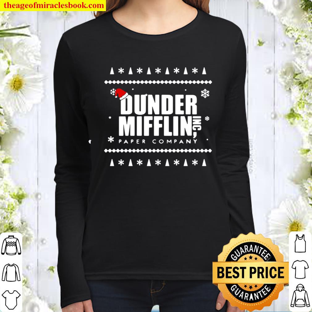 Dunder Mifflin Ugly Christmas Sweatshirt Crewneck Women Long Sleeved