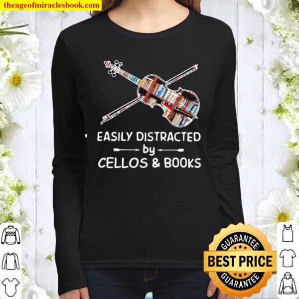 Easily Distracted By Cellos And Books Violin Women Long Sleeved