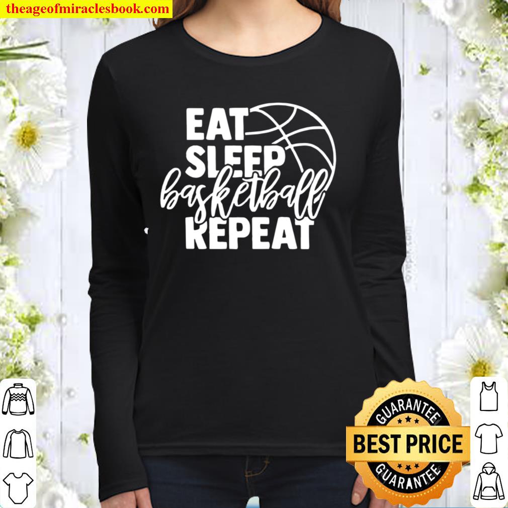 Eat sleep basketball repeat Women Long Sleeved