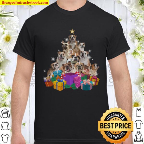 English Bulldog Dog Xmas Merry Christmas Gift For Woman Man Kids Birth Shirt