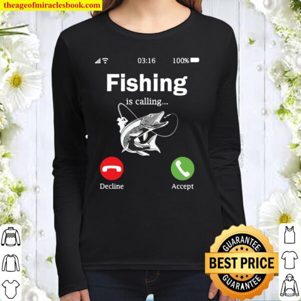 Fishing is Calling Shirt, Funny Fishing Shirt for Men Women Long Sleeved