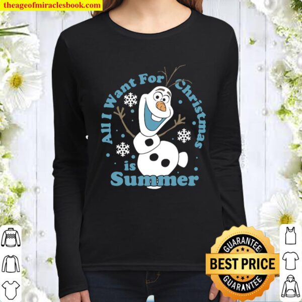 Frozen Olaf All I Want For Christmas Is Summer Women Long Sleeved
