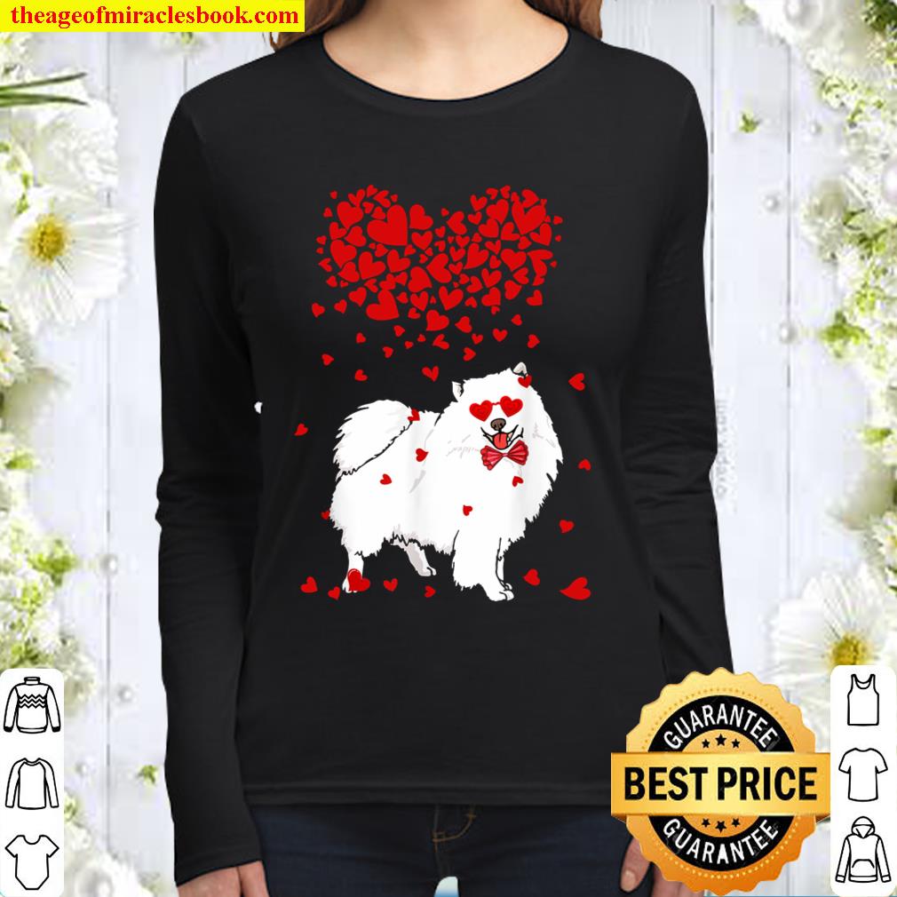 Funny American Eskimo Outfit Dog Lover Valentine Gifts Women Long Sleeved
