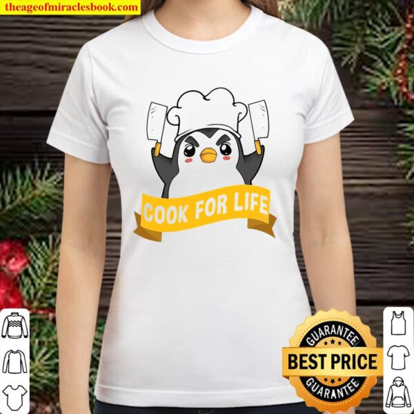 Funny Anime Kawaii Penguin Chef Cook For Life Classic Women T-Shirt