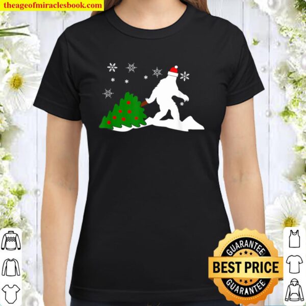 Funny Bigfoot Christmas Tree Gifts Classic Women T-Shirt