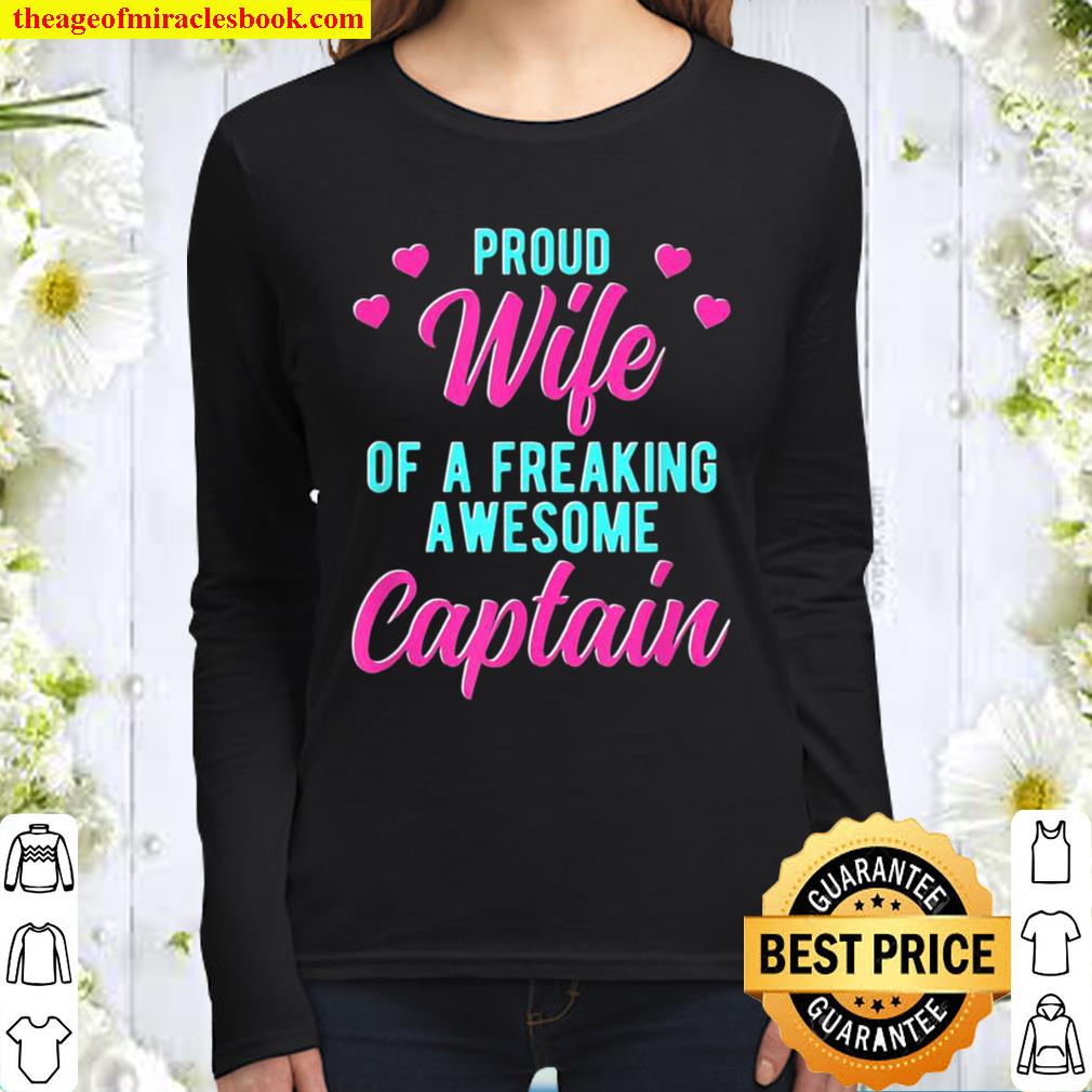 Funny Boat Sailing Husband Phrase For Captain Wife Women Long Sleeved