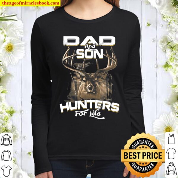 Funny Gift Dad And Son Shirts, Dad And Son Hunters For Life Women Long Sleeved