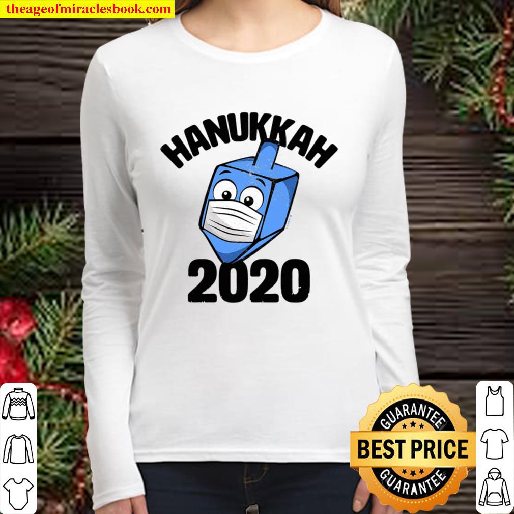 Funny Hanukkah 2020 Dreidel Wearing Face Mask Graphic Women Long Sleeved