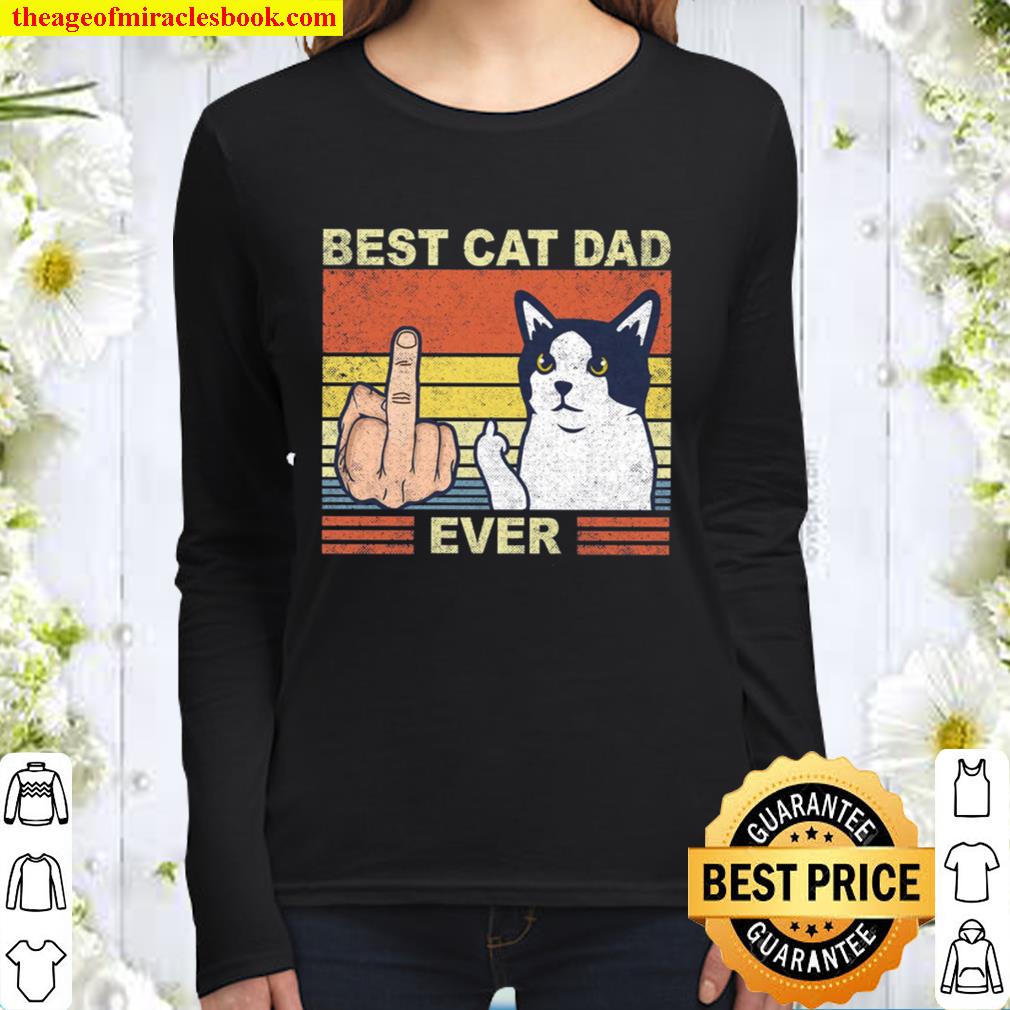 Funny Ragdoll Cat And Dad_Best Cat Dad Ever Women Long Sleeved
