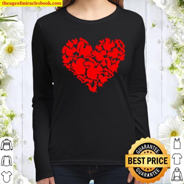 Funny Squirrel Heart Valentine Gift Squirrel Lover Women Long Sleeved