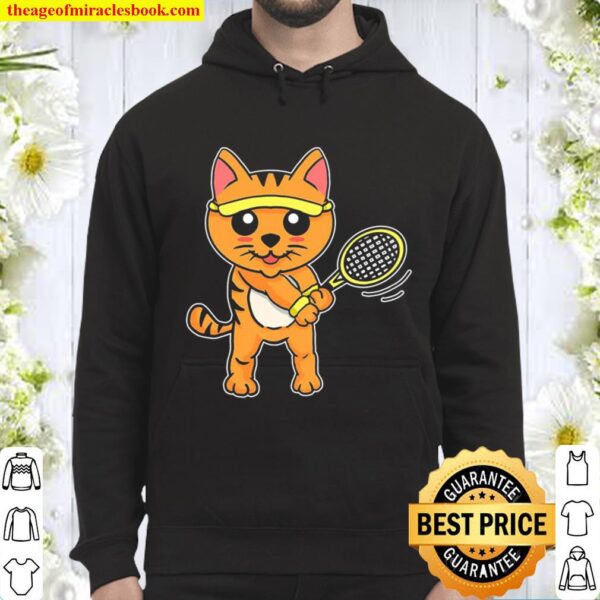 Funny Tennis Racket Gift Cat Playing Tennis Hoodie