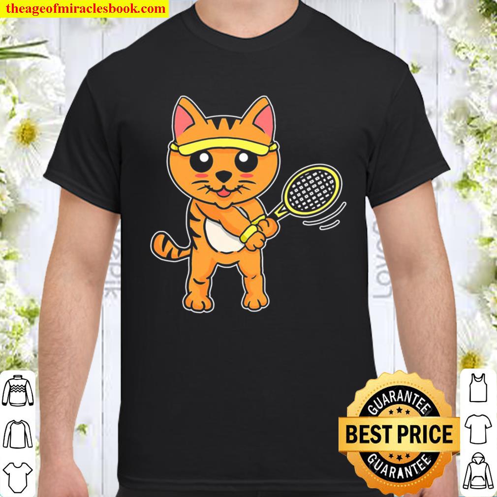 Funny Tennis Racket Gift Cat Playing Tennis Shirt