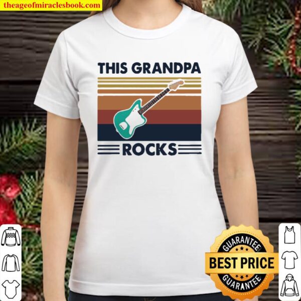 GUITAR THIS GRANDPA ROCKS VINTAGE RETRO Classic Women T-Shirt