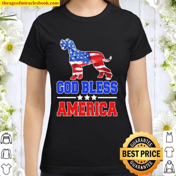 God Bless America Dog American Flag Classic Women T-Shirt