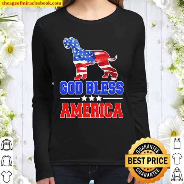 God Bless America Dog American Flag Women Long Sleeved