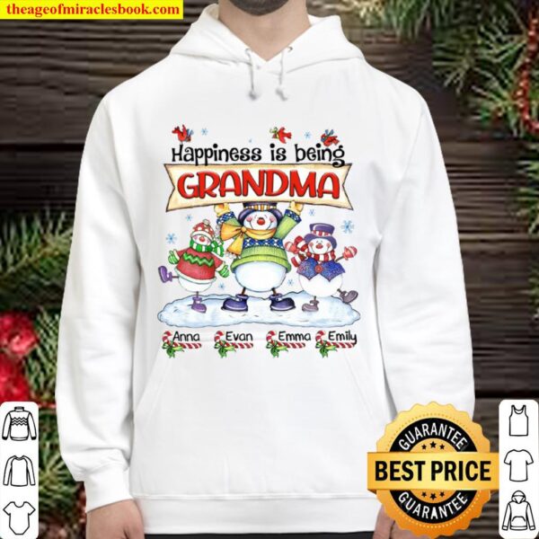 Grandma, Nana, Gigi Shirt - Happiness Is Being Grandma - Snowman Hold Hoodie