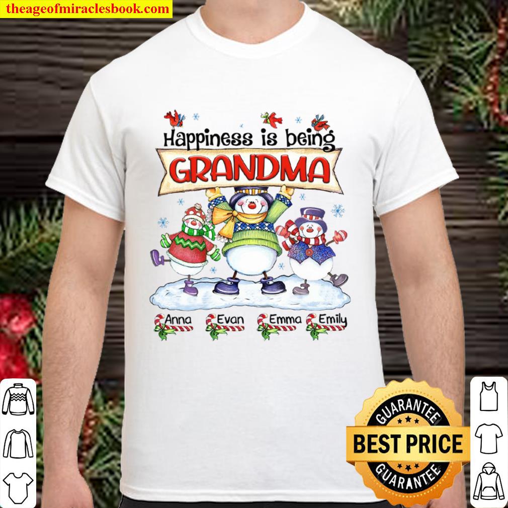 Grandma, Nana, Gigi Shirt - Happiness Is Being Grandma - Snowman Hold Shirt