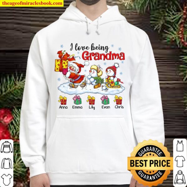 Grandma, Nana, Gigi Shirt - I love being Grandma - Ice Skating Santa C Hoodie