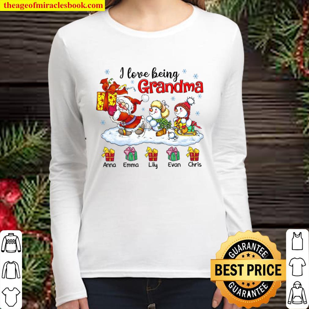 Grandma, Nana, Gigi Shirt - I love being Grandma - Ice Skating Santa C Women Long Sleeved