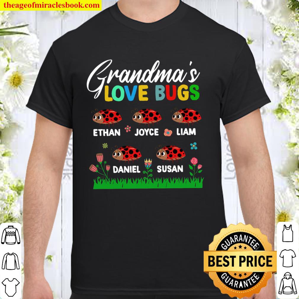Grandmas Love Bugs Long Sleeve, Grandma Shirt with Grandkids Name, Per Shirt