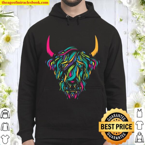 Highland Cow Animal Print I Colorful Cow Lover Hoodie