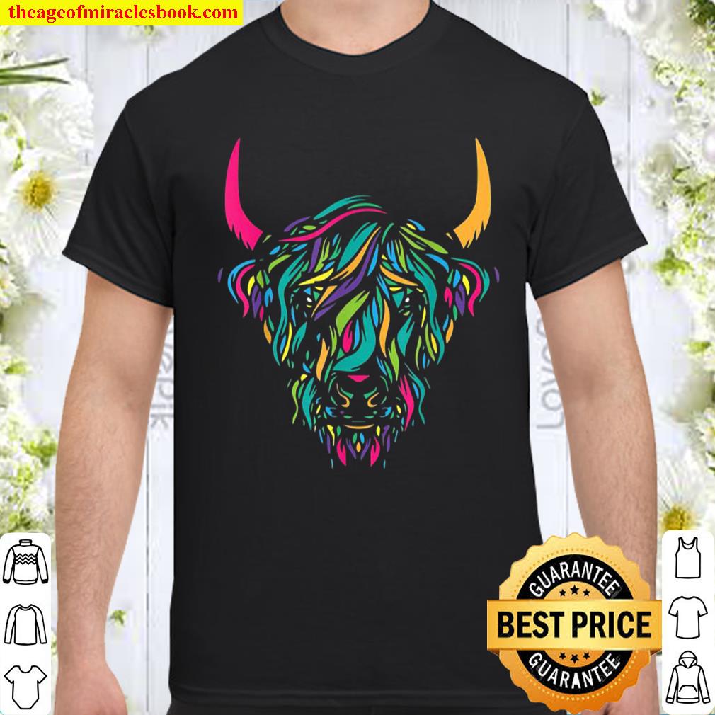Highland Cow Animal Print I Colorful Cow Lover Shirt