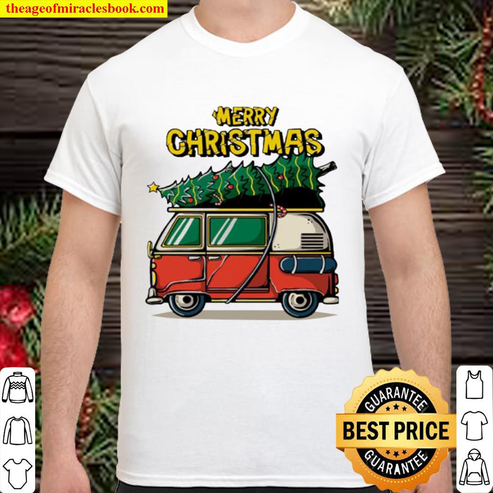 Hippie car merry Christmas tree new Shirt, Hoodie, Long Sleeved, SweatShirt