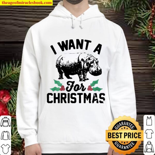 Hippo I want a for Christmas Hoodie