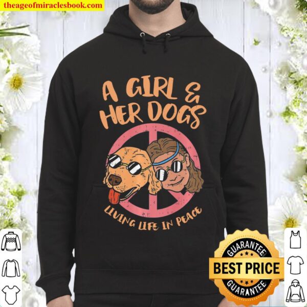 Hippy, A Girl And Her Dog Living Life In Peace _ Love Premium Hoodie