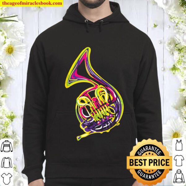 Horn Colorful Design for French Horn Players Hoodie