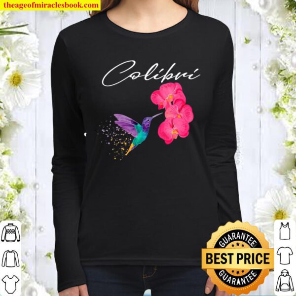 Hummingbird Nature Beautiful Magical Colibri With Flower Women Long Sleeved