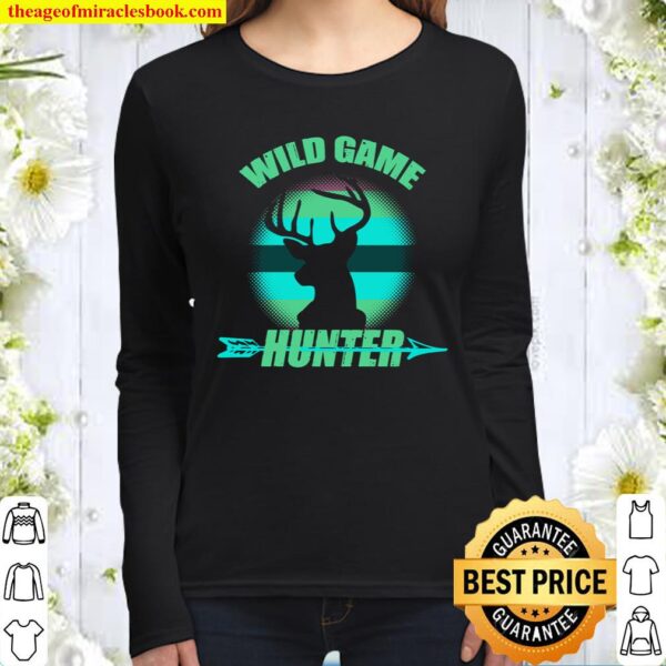 Hunting Deer Antler Head Wild Game Hunter Bow Arrow Gift Women Long Sleeved
