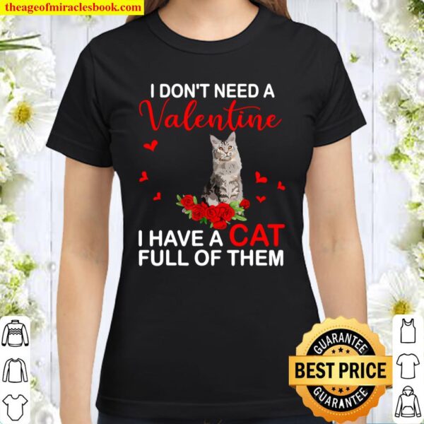 I Don_t Need A Valentine I Have A Cat Cute Cat Lover Gifts Classic Women T-Shirt