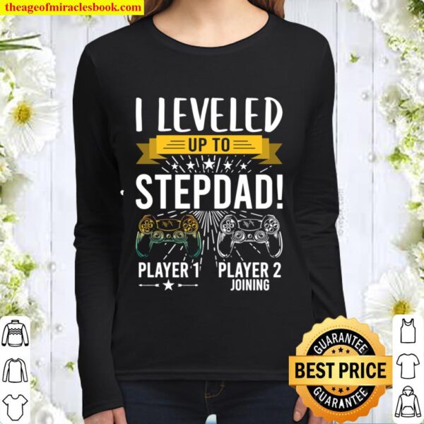 I Leveled Up To Stepdad funny Video Gamer step dad gift Women Long Sleeved