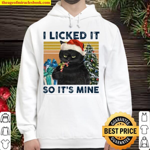I Licked It So It’s Mine Black Cat Wear Hat Santa Christmas Vintage Hoodie