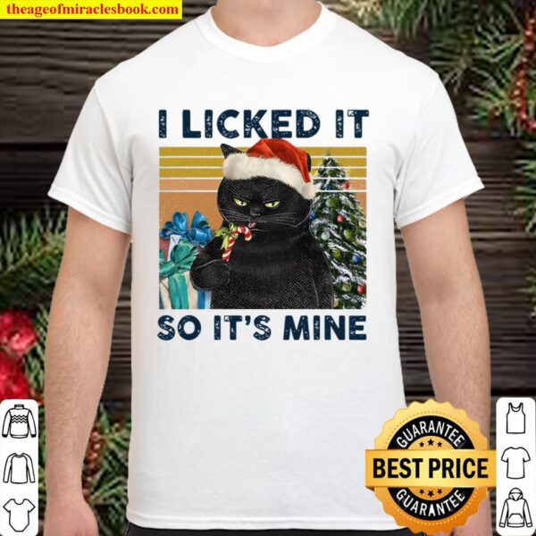I Licked It So It’s Mine Black Cat Wear Hat Santa Christmas Vintage Shirt