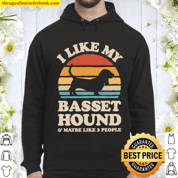 I Like My Basset Hound Sunset Retro Shirt Basset Hound Hoodie