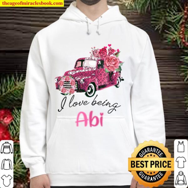 I Love Being Abi Valentine Pink Truck Flower Hoodie