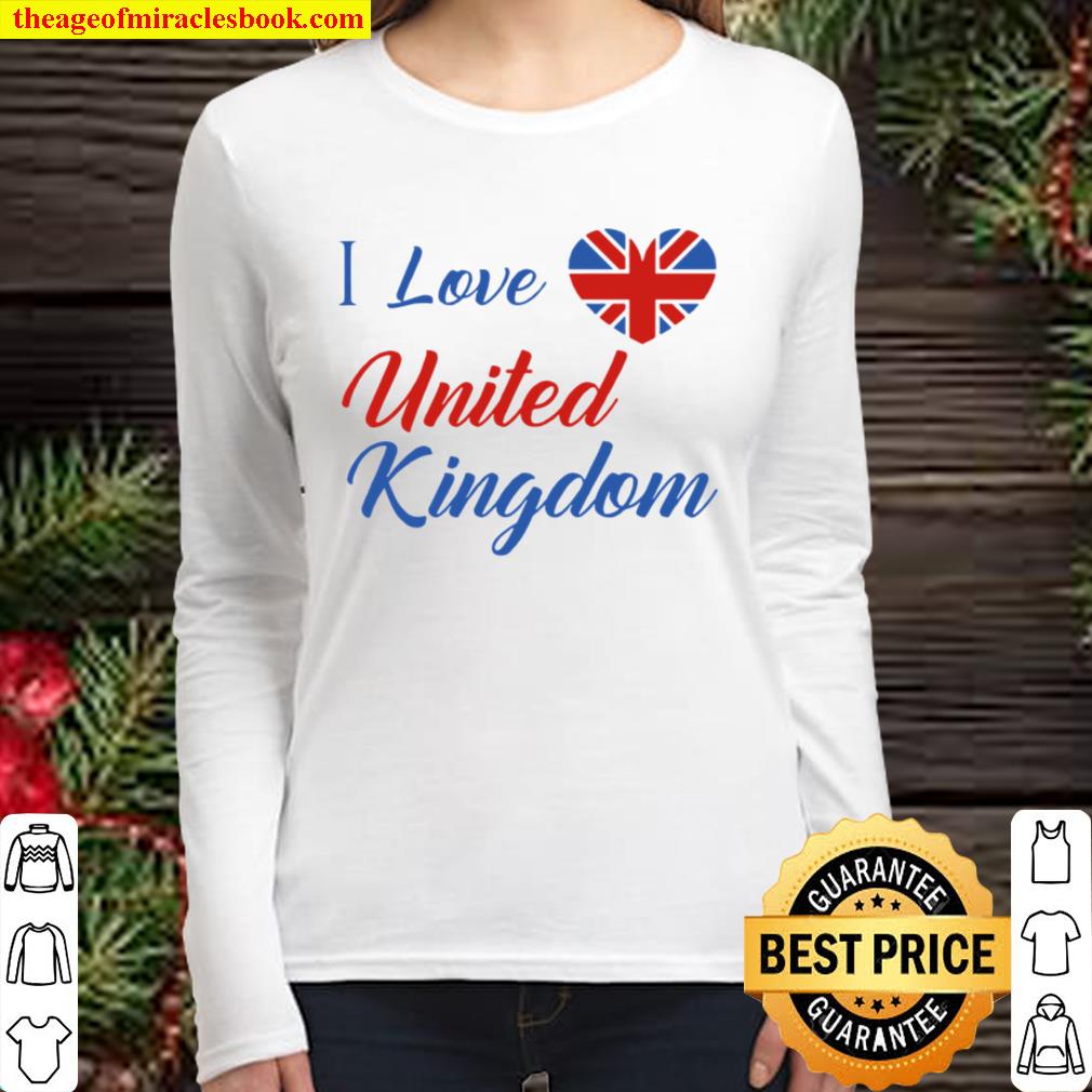I Love United Kingdom Heart Flag Women Long Sleeved
