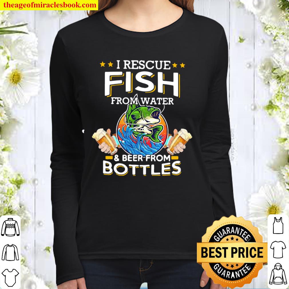 I Rescue Fish From Water And Beer From Bottles Vintage Women Long Sleeved