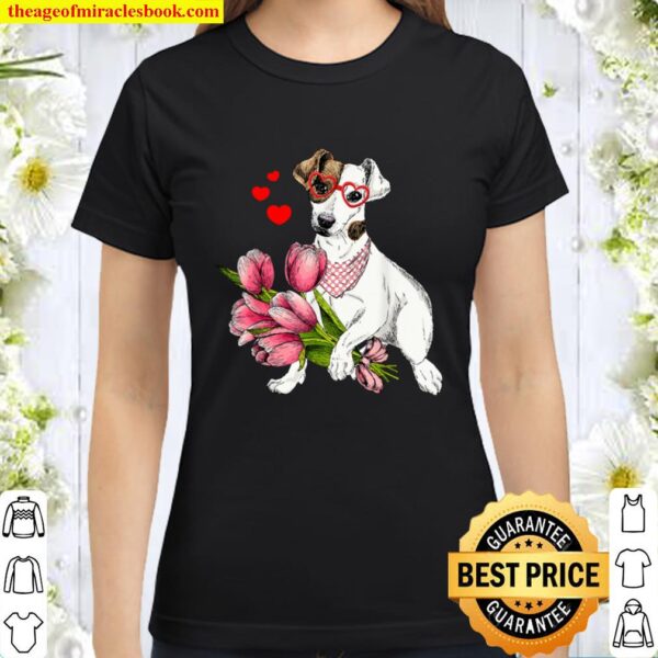 Jack Russell Funny Cute Dog Valentine Gift Heart Classic Women T-Shirt