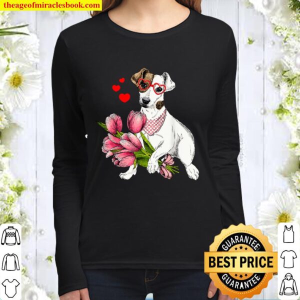 Jack Russell Funny Cute Dog Valentine Gift Heart Women Long Sleeved