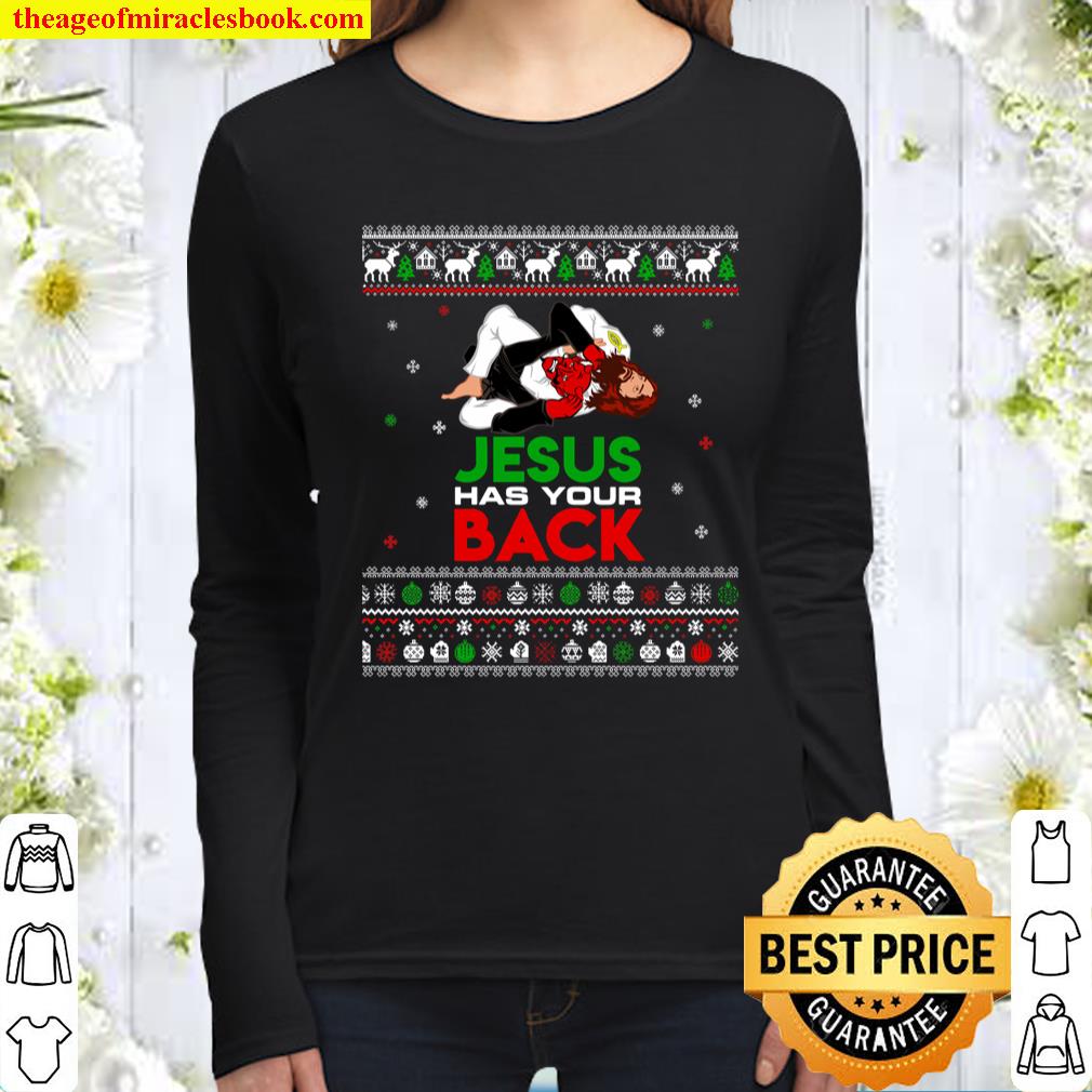 Jesus Has Your Back Ugly Christmas Sweater Christmas Women Long Sleeved