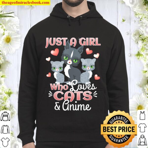 Just A Girl Who Loves Cats _ Anime Gift Cat Lover Kitten Hoodie