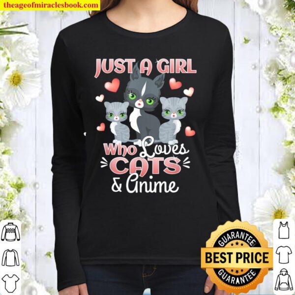 Just A Girl Who Loves Cats _ Anime Gift Cat Lover Kitten Women Long Sleeved
